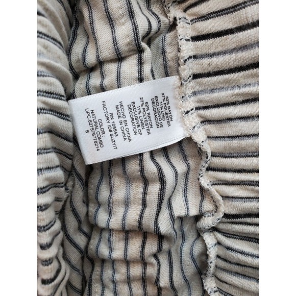 Derek Lam Shorts Women's Small Tan Striped Rayon Pocket Elastic Waist Drawstring - Picture 6 of 8